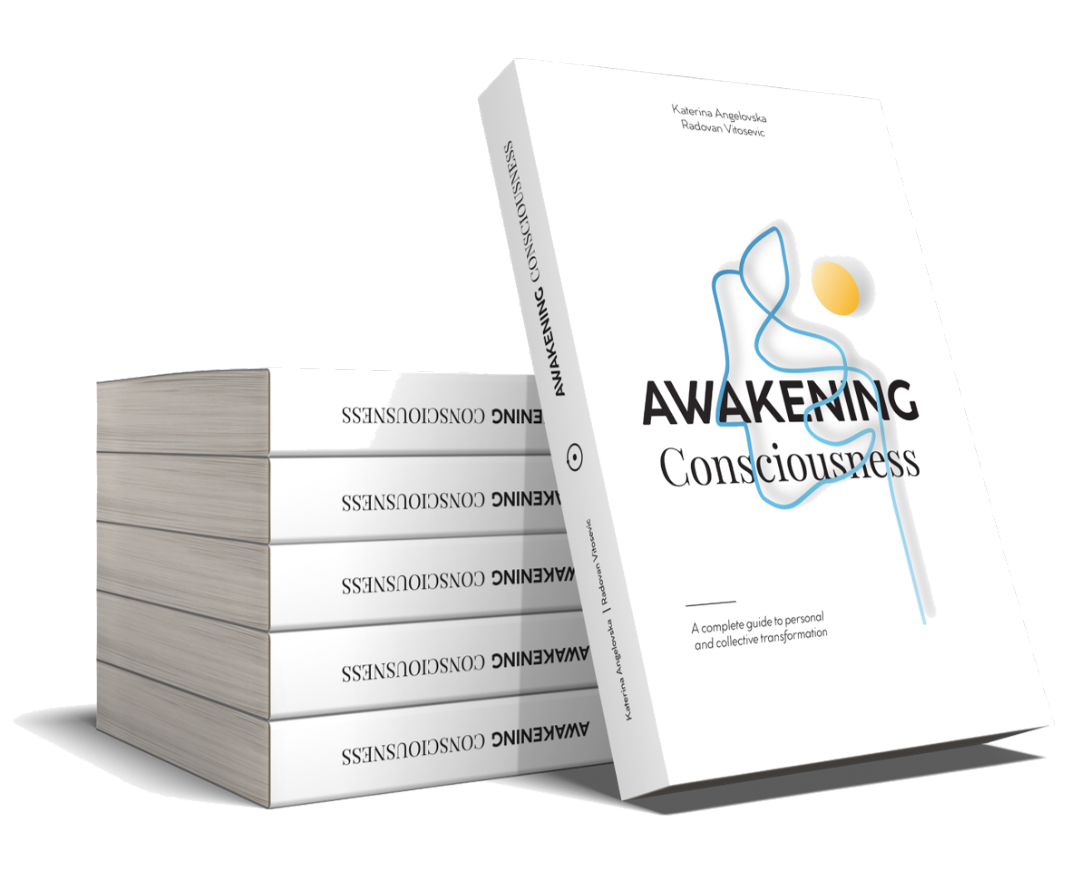 Awakening Consciousness — single copy with stacked books