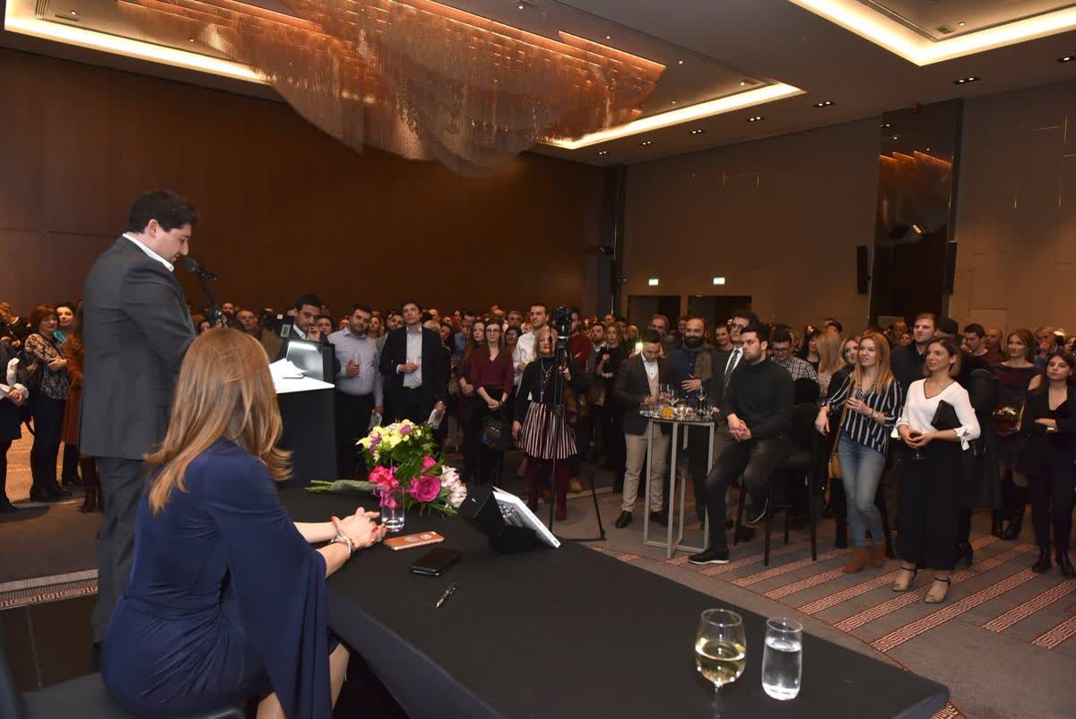 Katerina Angelovska and Dr. Radovan Vitosevic at the Skopje promotion of Awakening Consciousness, 2 February 2019
