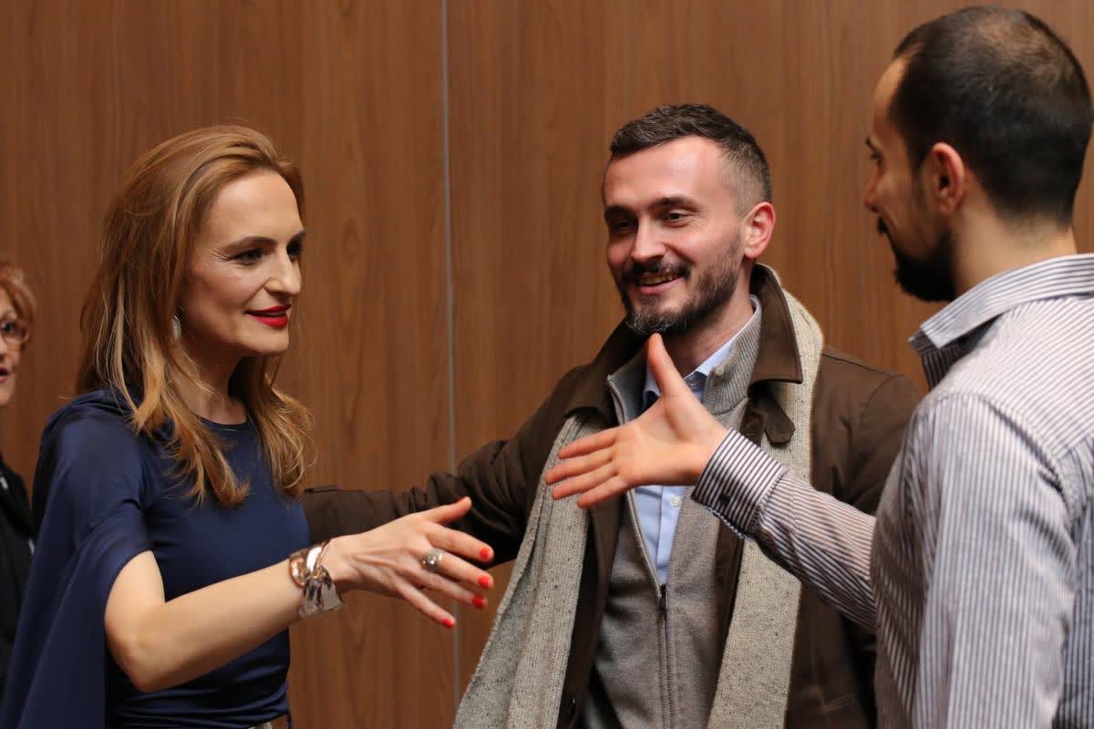 Katerina Angelovska and Dr. Radovan Vitosevic at the Skopje promotion of Awakening Consciousness, 2 February 2019